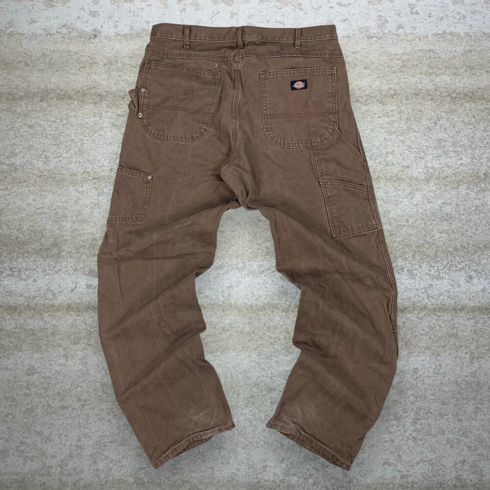 Vintage 90s Dickies Carpenter Pants 38x32 Baggy Wide Leg Chocolate Brown Canvas